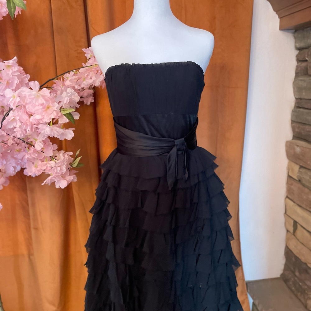 Betsey Johnson Elegant Black Strapless Ruffle Dress